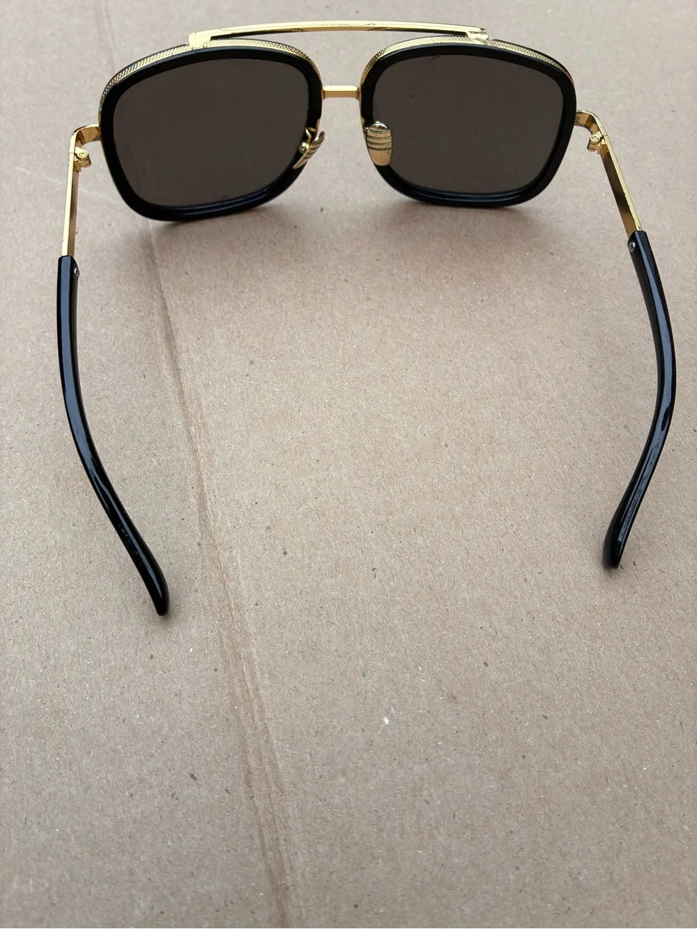 Gold Frame Black Lens Men's Sunglasses